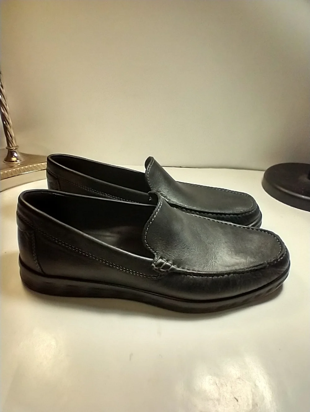 Ecco S Lite Moc Classic Slip On Black Leather Loafers Shoes Men's sz 8(42).